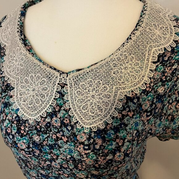 Maxi Cottagecore Floral Print Peter Pan Collar Dress - Picture 4 of 7